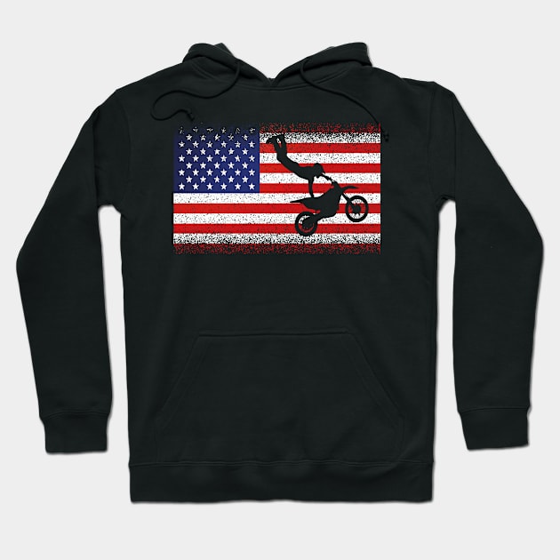 American Flag Motocross Dirtbike Motorcycle Fans Hoodie by funkyteesfunny